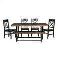 thumbnail image 3 of 6-Piece Farmhouse Dining Set - Mahogany and Black, 3 of 4