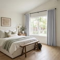 thumbnail image 2 of 100% Blackout Faux Linen Curtains for Livingroom Bedroom W50 X L84,2 Panels Set Thermal Insulated Curtains With Free 20 Ring Clips - Grey, 2 of 9