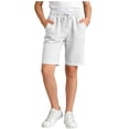 thumbnail image 2 of ZOYOEN Girls Denim Shorts with Pockets- Elastic Waist Summer Baggy Casual Kids Bermuda Shorts White Size 8, 2 of 7