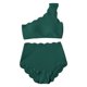 thumbnail image 4 of Traje de baño de 2 piezas para mujer, trajes de baño para mujer, conjunto de traje de baño de dos piezas de un solo hombro y cintura alta con dobladillo ondulado para mujer., 4 of 6