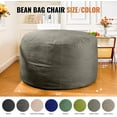 thumbnail image 6 of Baxluxe 4FT Bean Bag Chair: Bean Bag with Velvet Cover, Fluffy and Comfy Bean Bag Chairs for Adults and Kids, Bean Bag Sofa Filled with High-Density Sponge for Gaming (Dark Grey), 6 of 7