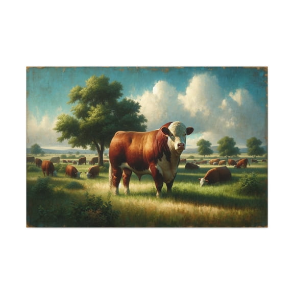 Hereford Bull Canvas Gallery Wrap, Hereford Cattle