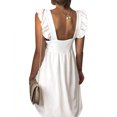 thumbnail image 3 of QAFOPEH Women Solid Color Square Neck Sleeveless Open Back Ruffle Dresses, 3 of 3