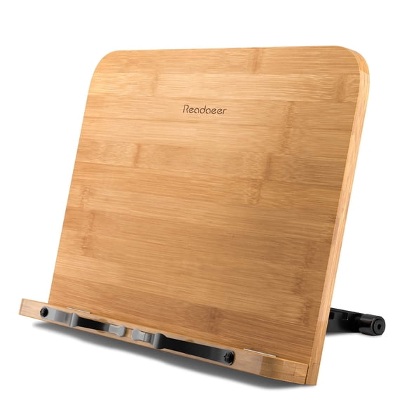 Readaeer Grand Format Support de Lecture en Bambou Livre de Cuisine Support de Livre de Cuisine Support de Livre Repose-Livre Pliable Support de Lecture Support