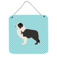 thumbnail image 1 of Caroline's Treasures Black Border Collie Tablero de ajedrez azul Impresiones para colgar en la pared o en la puerta BB3723DS66, 6 x 6, multicolor Caroline's Treasures BB3723DS66, 1 of 1