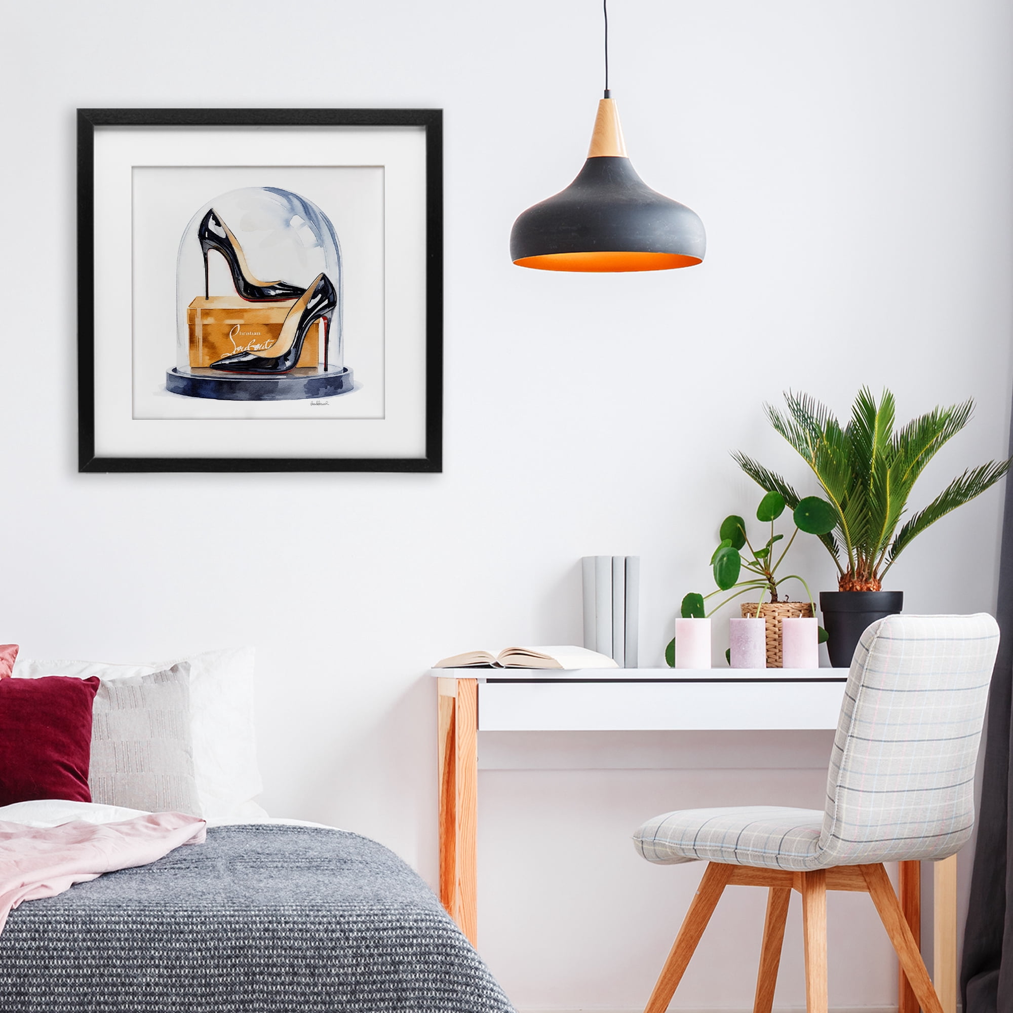 Stupell Industries Black High Heels Dome Black Framed Print Under Glass, design by Amanda Greenwood