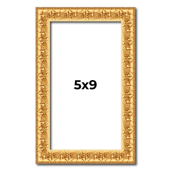 5x9 In Frame Gold Real Wood Picture Frame Width 1 inches | Interior Frame Depth 0.5 inches | Edwina