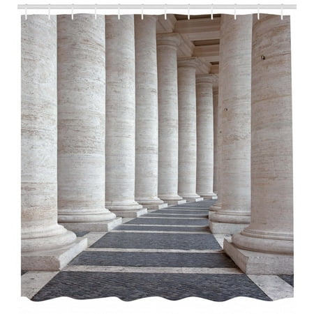 - Pillar Shower Curtain, Ancient Theme Roman Columns Stone Pillars Old Architecture Theme Digital Image, Fabric Bathroom Set with Hooks, Dust and Grey, by Ambesonne