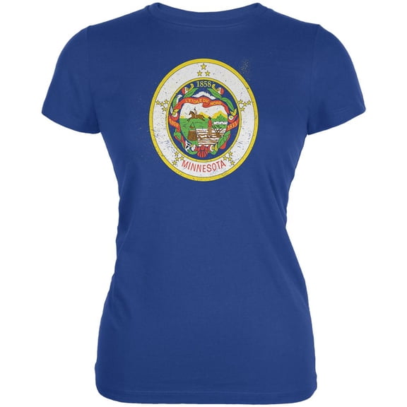 Born and Raised Minnesota State Flag Juniors Soft T Shirt Royal MD