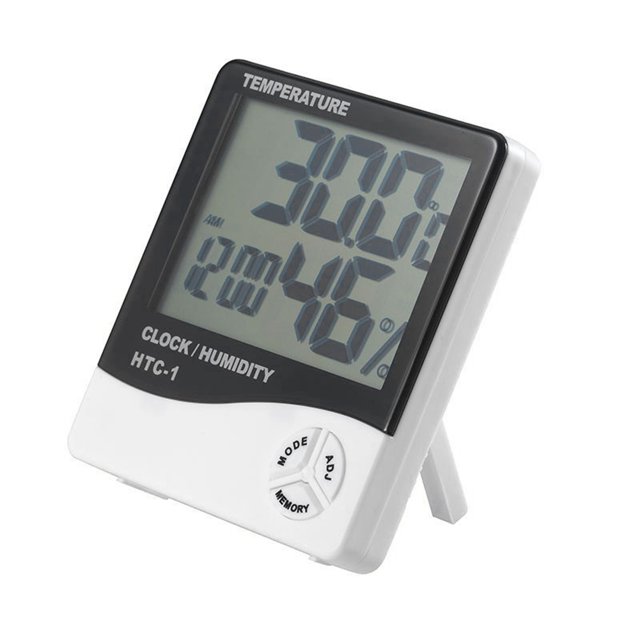 Termometro Termómetro de habitación higrómetro digital LCD grande HTC-1 con reloj despertador