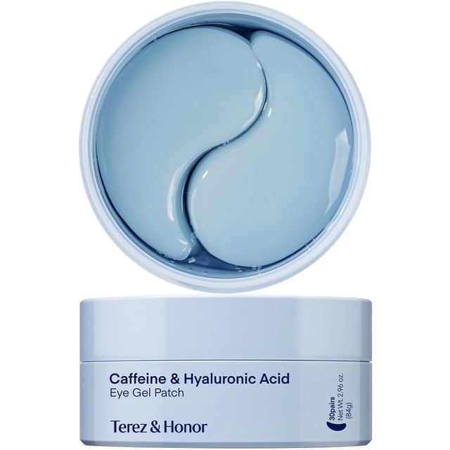 Terez & Honor Parches para Ojos Coreanos con Cafeína - 30 Pares de Mascarillas de Hydrogel para Ojeras, Bolsas, Hinchazón y Arrugas - Vegano, Sin Fragancia - Korean Skincare