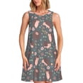 thumbnail image 1 of Easygdp Hedgehogs and Flowers1 para Vestido Transpirable de Mujer, Vestido Suelto de Manga Corta con Pliegues y Bolsillos para el Verano, 1 of 7