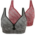 thumbnail image 1 of Puntoco Bralettes para mujer, estilo sin aros de acero, estampado, fruncido, botón central, ropa interior transpirable, sujetador de uso diario, 1 of 4