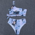 thumbnail image 2 of Traje de baño de dos piezas, pantalones cortos de cintura alta con un hombro, traje de baño elegante para mujer para verano, 2 of 5