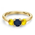 thumbnail image 3 of Gem Stone King 10K Yellow Gold Blue Sapphire and Yellow Sapphire Engagement Ring for Women | 1.32 Cttw | Round 5MM | Gemstone September Birthstone | Size 9, 3 of 6