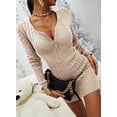 thumbnail image 2 of Sherrylily Women Zipper Sweater Dress Casual Slim Sweater Dress Long Sleeve Mini V-Neck Dresses, 2 of 4