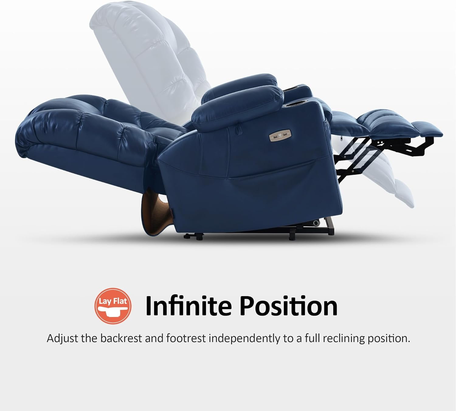MCombo Large Triple Motor Power Lift Recliner Chair for Tall Elderly, Faux Leather, Blue