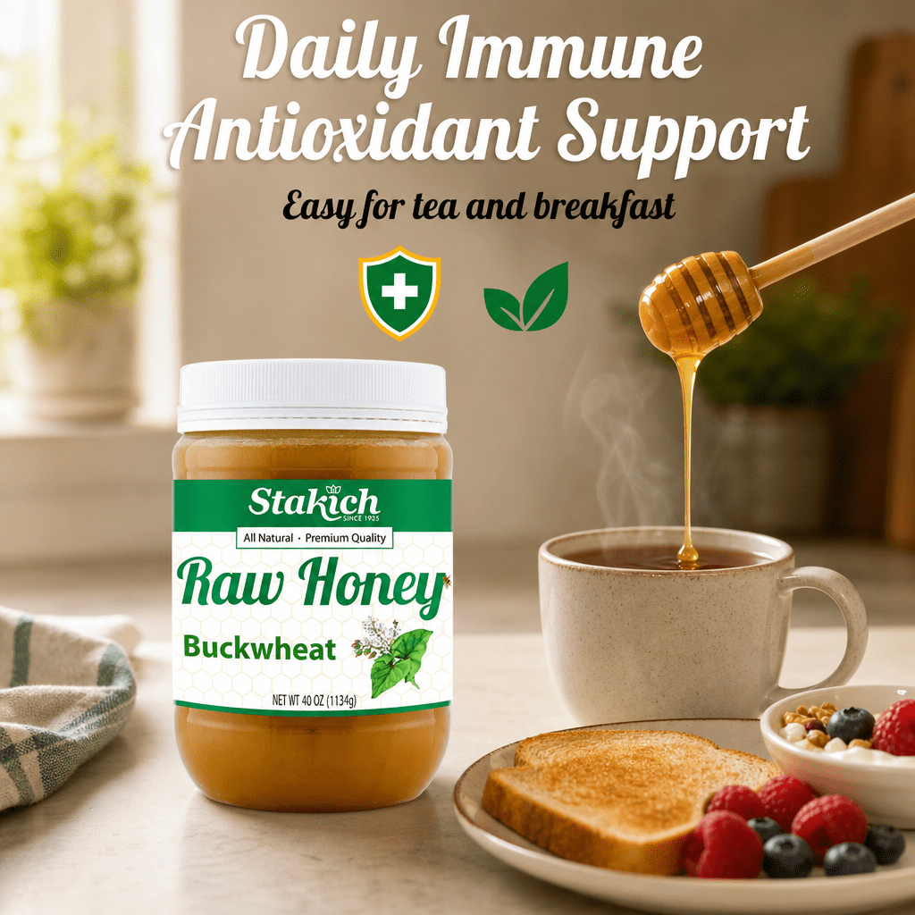 Stakich Buckwheat Raw Honey - Antioxidant - 40 oz