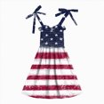 thumbnail image 3 of KPOPLK 4th of July Toddler Girl Outfit Dress Smocked USA Sleeveless Tie Strap Fouth of July Dresses Kids Patriotic Clothes(4-5 Years,Brick Red), 3 of 6