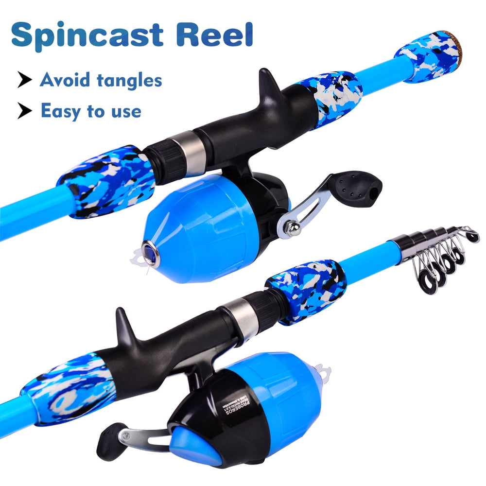 PLUSINNO Kids Fishing Pole, Portable Telescopic Fishing Rod and Reel Combo  Kit - with Spinning Fishing Reel Tackle Box for Boys, Girls, Youth MSRP  $49.99 Auction