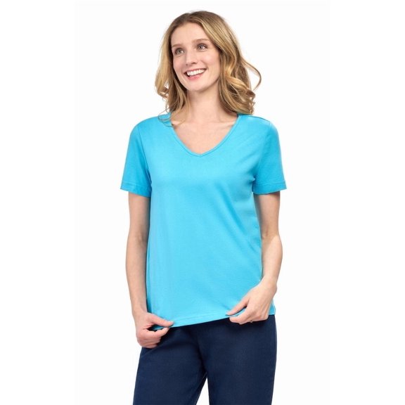 Turtle Bay New York Women’s Short Sleeve V-Neck Tee Shirt - Cotton Blend and Wrinkle Resistant