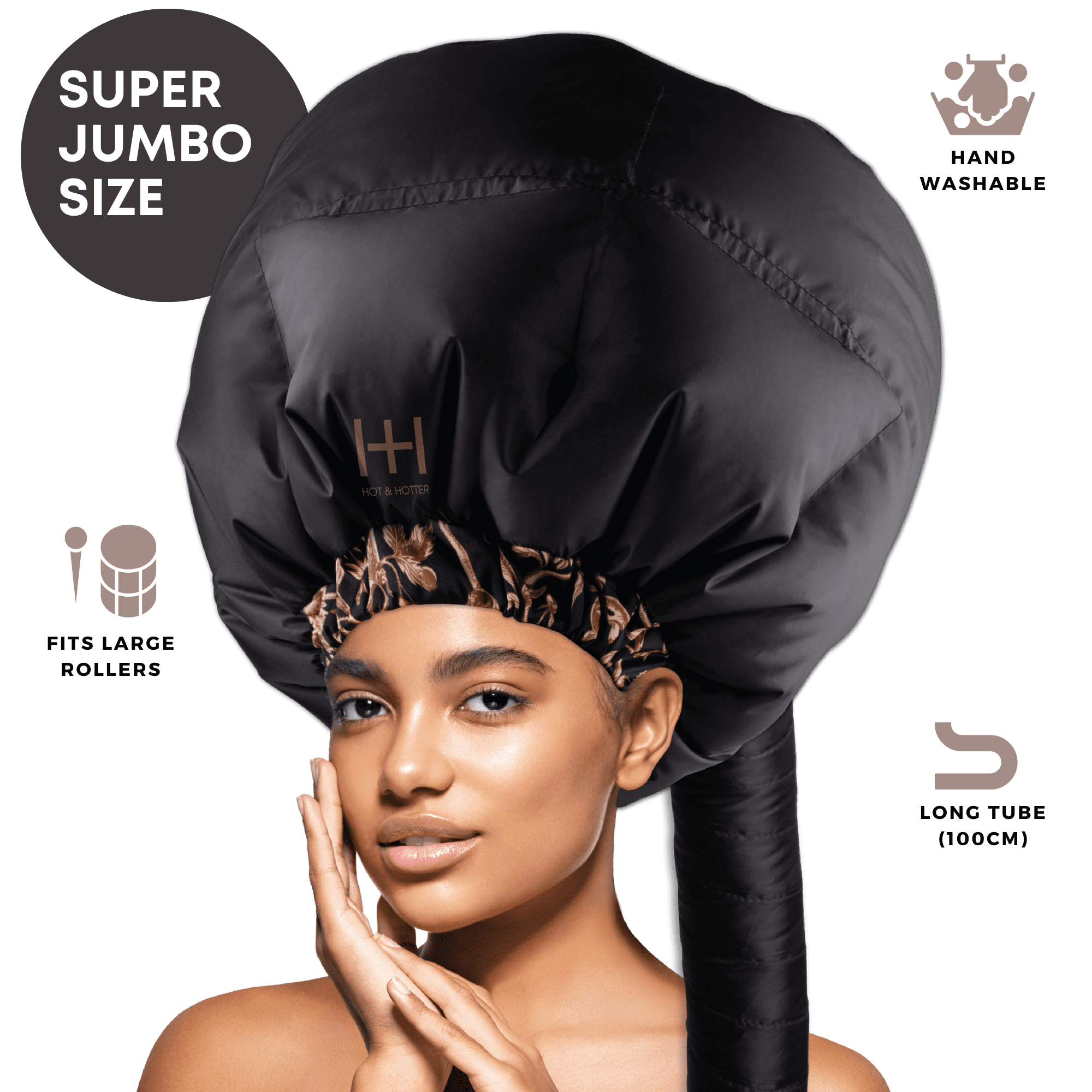 Hot & Hotter Super Jumbo Black Heat Cap Dryer Attachment