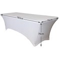 thumbnail image 3 of Cubierta de mesa para mesas, Spandex Stretch Lycra Cubierta de tela Mesa de caballete de pata rectangular de 6 pies Banquete de boda 183 * 76 * 76 cm (blanco). Afortunado Sencillez, 3 of 5