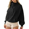 thumbnail image 2 of Women’s Half Zip Hoodies Casual Long Sleeve Front Pocket Sweatshirts Pullover Tops Fall Outfit, 2 of 10