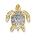 thumbnail image 3 of 14K Two-Tone Gold Textured Casted Solid Polished Finish Turtle Pendant Slide, 3 of 4