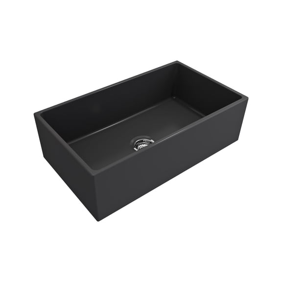 33 x 19 Inch Crestwood Farmhouse Sink, Charcoal Fireclay Kitchen Sink, Single Bowl Apron Front, Plain Farm Sink