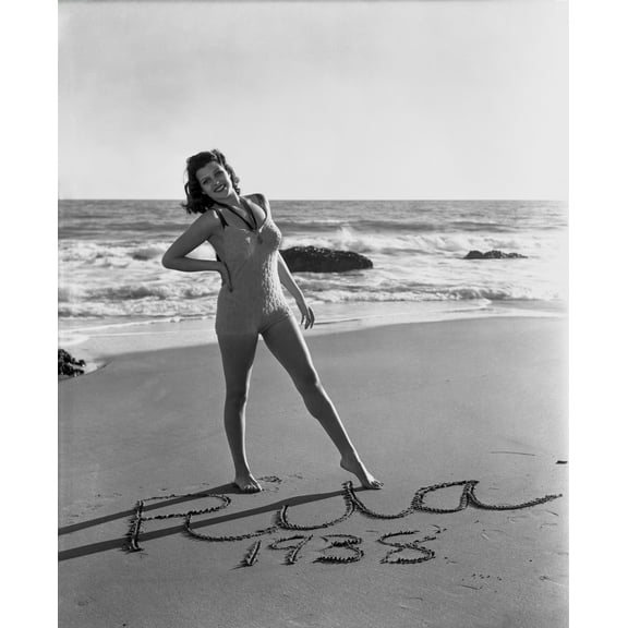 Rita Hayworth posed At the Beach Photo Print (24 x 30)