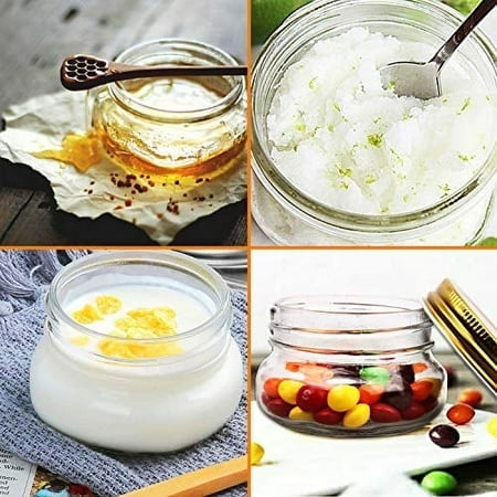 Encheng 5 oz Wide Mouth Mason Jars,clear glass Jars with Lids(golden),Small Spice Jars for Herb,Jelly,Jams,Wedding Favors,Shower Favors,Baby Foods,Mini canning Jars for Kitchen Storage 40 Pack A A