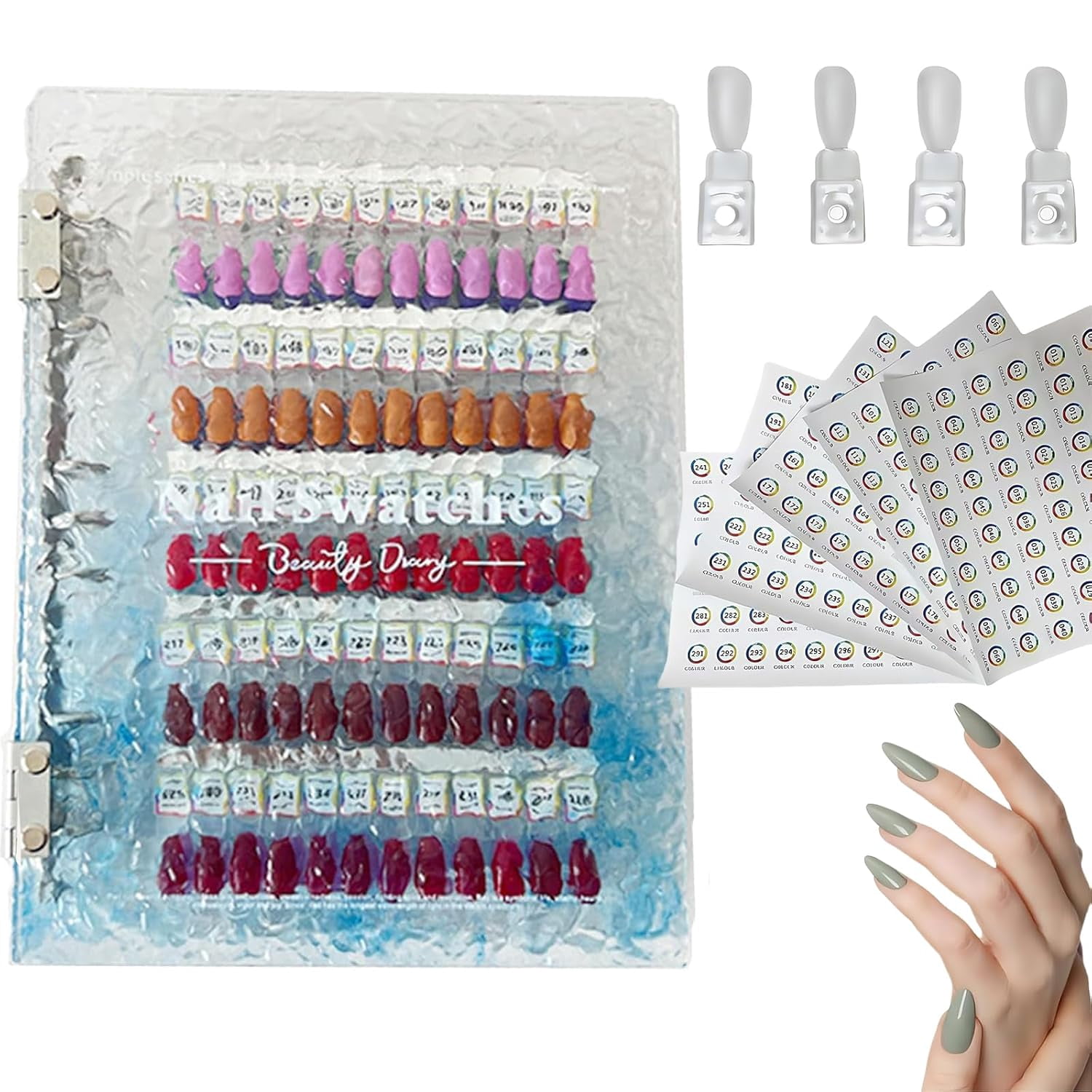 Magnetic Nail Swatches Book, 120/180/240 Nail Color Display Book, Magnet Blank Nail Organizer Storage, with Transparent Nails, Nail Art Salon Design Display Booklet for Manicurist (white,240Pc)