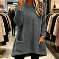 thumbnail image 3 of Bixock Fall/Winter Women Maternity Fleece Tops Long Sleeve Shirts V Neck Loose Pregnant Casual Blouse with Pockets Soft Breathable Warm Daily Wear Maternity Clothings, 3 of 6