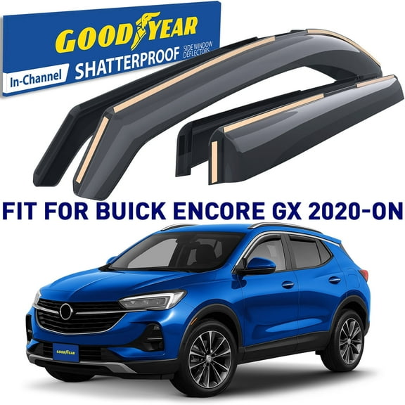 Goodyear Shatterproof in-Channel Window Deflectors for Buick Encore GX 2020-2025, Rain Guards, Window Visors for Cars, Vent Deflector, Car Accessories, 4 pcs - GY008058