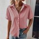 thumbnail image 2 of Camiseta de algodón de manga corta con cuello vuelto a rayas informal con estilo para mujer OAVQHLG3B Store  lin121212, 2 of 5
