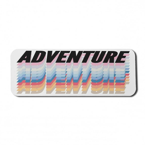 Adventure Computer Mouse Pad, Colorful Illustration of Retro Inspired Nested Lettering Modern Calligraphy, Rectangle Non-Slip Rubber Mousepad Large, 31" x 12" Gaming Size, Multicolor, by Ambesonne