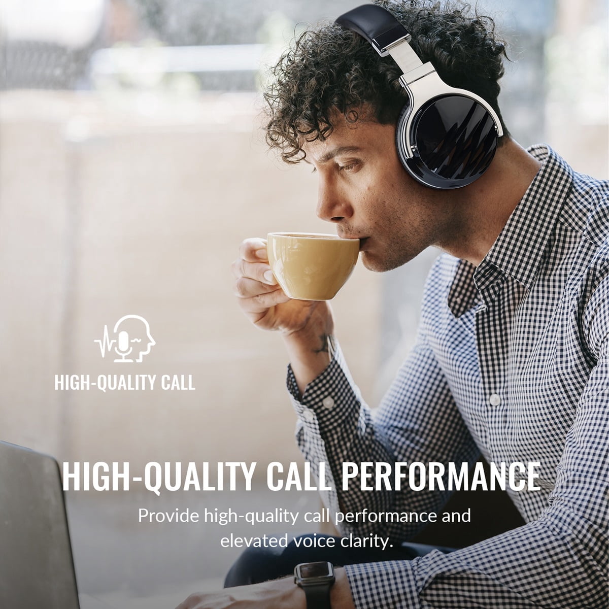 delpattern Bluetooth Headphones Noise Cancelling Wireless Over Ear Headphones with Microphone, 30H Playingtime