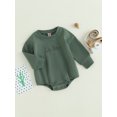 thumbnail image 3 of Cenuakty Baby Boys Spring Autumn Casual Romper Green Long Sleeve Letter Embroidery Playsuit, 3 of 9