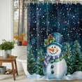 thumbnail image 4 of Navy Blue Snowman Christmas Shower Curtain, Green Tree Xmas Snowflake Waterproof Fabric Shower Curtains with 12 Hooks, Bathroom Curtain Set for Bathroom Accessories Decor, 36 x 78 Inches, 4 of 9
