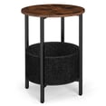 thumbnail image 6 of YYAo End Table, Side End Table,Round End Table 2-Tier Side Table with Removable Fabric Basket and Metal Frame-Rustic Brown, 6 of 7