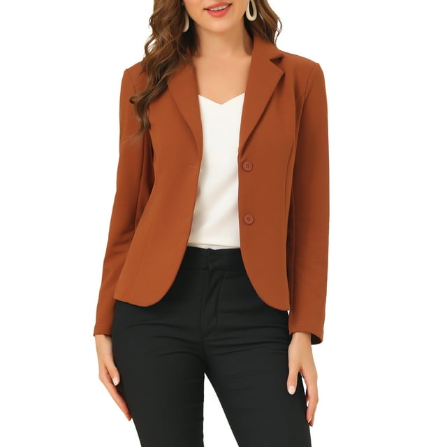 INSPIRE CHIC Blazer de Tailleur Extensible pour Femme à Col à Revers pour le Travail Brun TP