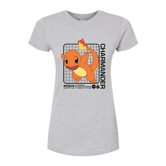 Pokémon - Charmander Stats - Juniors Fitted Graphic T-Shirt