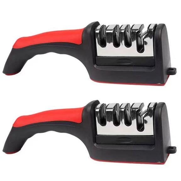 Lavish Cover 2PCS 4-Stage Knife Sharpener, Removable Grinding Head Kitchen Sharpening Tool for Knives & Scissors, Non-Slip Handle