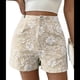 thumbnail image 2 of Shorts Bohemios de Verano con Cintura Alta y Bolsillo para Mujer, de Jacquard Floral Albaricoque L, 2 of 8