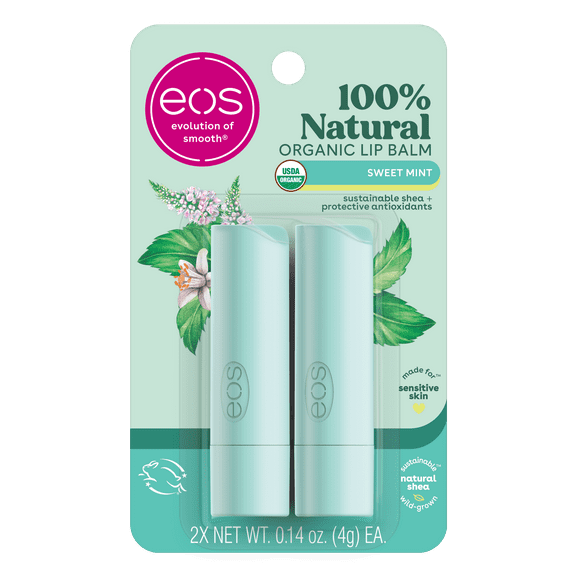 eos 100% Natural & Organic Lip Balm Stick - Sweet Mint | 0.14 oz | 2-pack