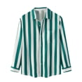 thumbnail image 2 of Lilgiuy Men's Fashion Autumn Winter Single Side Pocket Stand Collar Long Sleeve Striped Shirt Top Performance Workout Muscle Cut Tee, 2 of 5