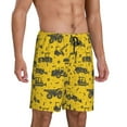 thumbnail image 2 of Kdxio Vintage Excavator Print Mens Sleep Shorts Bottoms Soft Comfy Pajama Wear Pants with Drawstring Pockets, 2 of 7