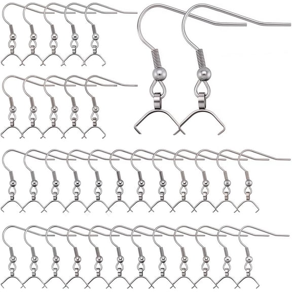 1 Box 50Pcs Earring Hooks with Pinch Bails Stainless Steel Earring Hooks Bulk French Wire Fish Earwires Findings for Jewelry Making Supplies DIY Crafts