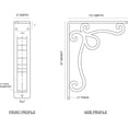 thumbnail image 2 of Ekena Millwork 2"W x 7 1/2"D x 10"H Orleans Wrought Iron Bracket, (Triple center brace), Antiqued Silver, 2 of 8